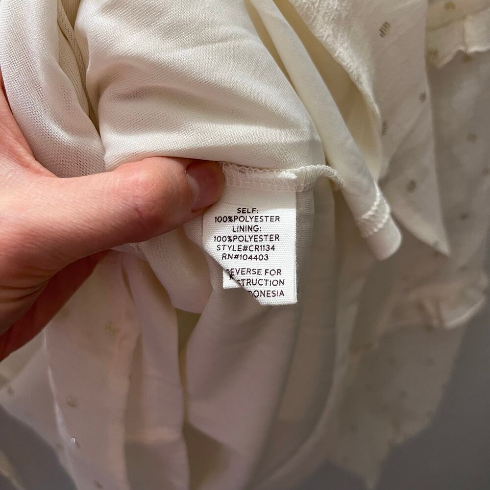 Blu Pepper Swiss Dot Ruffle Peasant Blouse Ivory Cream Cottagecore S Romantic - Picture 6 of 8